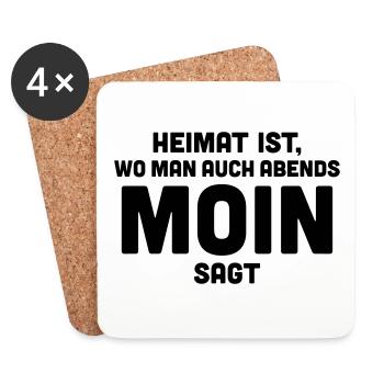 Heimat ist, wo man auch abends moin sagt. - Untersetzer (4er-Set) - Weiß - Vorne