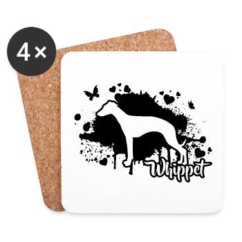 WHIPPET Hunde Mama Hund Windhund Wilsigns - Untersetzer (4er-Set) - Weiß - Vorne