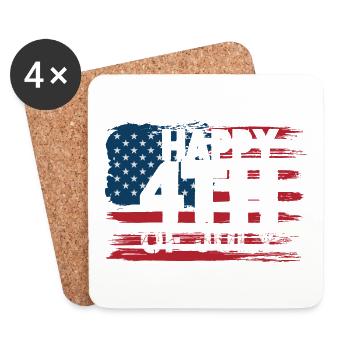 July 4 - Independence Day - Coasters (set of 4) - white - Front