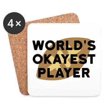World's okayest player (football in the background) - Coasters (set of 4) - white - Front