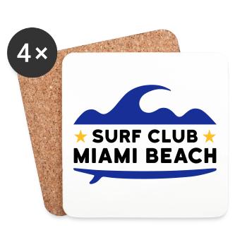 Surf club, Miami beach (Welle, Sterne, Surfbrett) - Untersetzer (4er-Set) - Weiß - Vorne