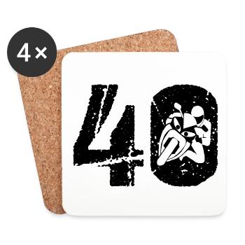 Motorcycle 40 Motorcyclist Moto - Coasters (set of 4) - white - Front