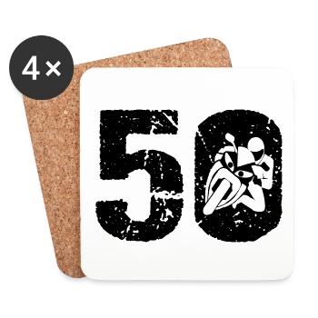 Motorcycle 50 Motorcyclist Moto - Coasters (set of 4) - white - Front
