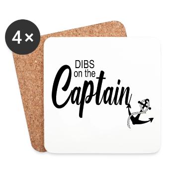 Dibs On The Captain - Citation amusante du capitaine - Dessous de verre (lot de 4) - blanc - Devant