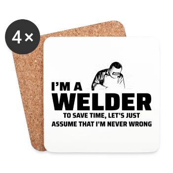 Welding Welder Metal Construction Ironworker - Coasters (set of 4) - white - Front