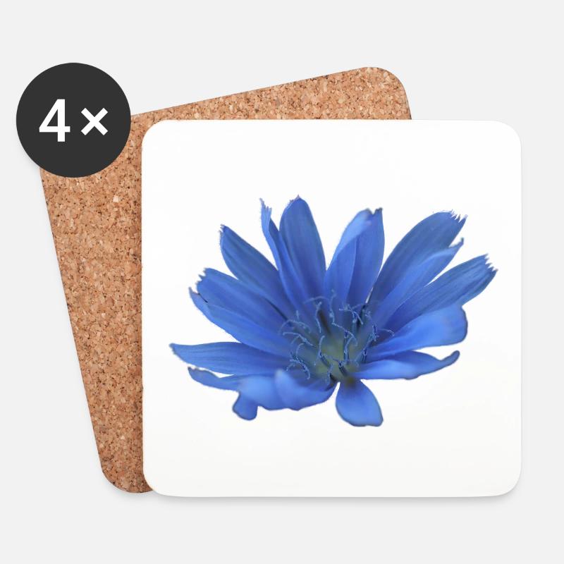 Wegwarte blaue Blume Zichorie lila Blüte - Untersetzer (4er-Set) - Weiß