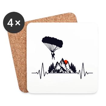 Skydiving Parachute Skydive Parachuting Heartbeat - Coasters (set of 4) - white - Front