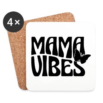 Mama Vibes with butterfly - Coasters (set of 4) - white - Front