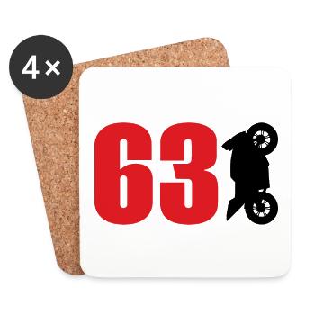 63 Moto Biker Motorsport - Dessous de verre (lot de 4) - blanc - Devant