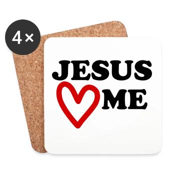 Jesus loves me heart loves me - Coasters (set of 4) - white - Front