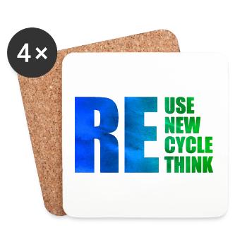 Réutiliser Renouveler Repenser - Dessous de verre (lot de 4) - blanc - Devant