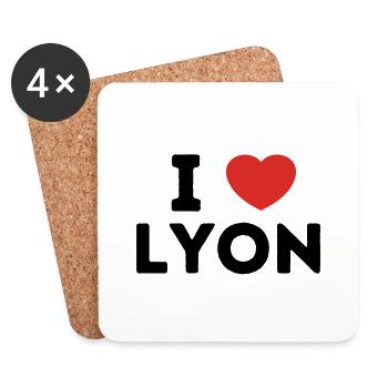 I Love with Heart Lyon - Coasters (set of 4) - white - Front