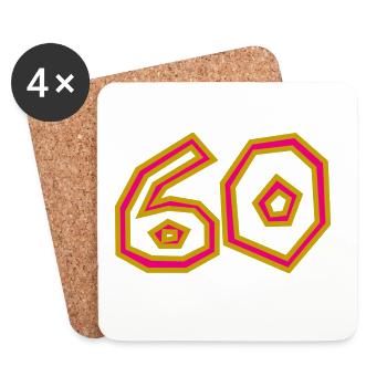60. 60 ANS. 60e ANNIVERSAIRE. ANNIVERSAIRE 60 ANS. - Dessous de verre (lot de 4) - blanc - Devant