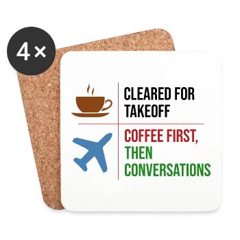 Contrôleur de la circulation aérienne Café ATC Aviation Humour - Dessous de verre (lot de 4) - blanc - Devant