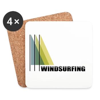 Lettrage de planche à voile avec graphiques - Dessous de verre (lot de 4) - blanc - Devant