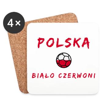 Polen Weiß und Rot, Fußball - Untersetzer (4er-Set) - Weiß - Vorne