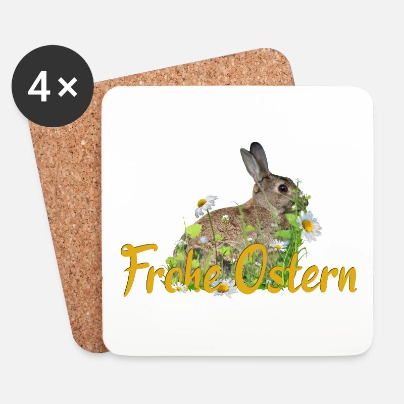 Frohe Ostern Osterhase - Untersetzer (4er-Set) - Weiß