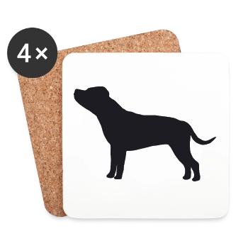 Staffordshire Bullterrier Silhouette - Untersetzer (4er-Set) - Weiß - Vorne