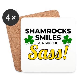 Shamrocks, Smiles, and Sass: Funny Irish Girl - Coasters (set of 4) - white - Front