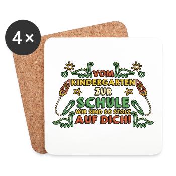 Parents Écolier École primaire Première classe Inscription - Dessous de verre (lot de 4) - blanc - Devant