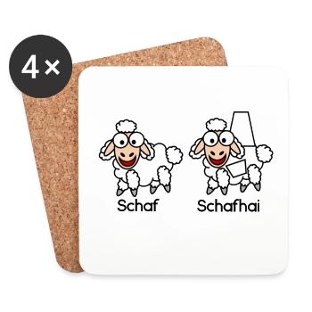 Schaf vs Schafhai #Schafmania - Untersetzer (4er-Set) - Weiß - Vorne