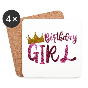 Anniversaire reine cadeau fille anniversaire - Dessous de verre (lot de 4) - blanc - Devant