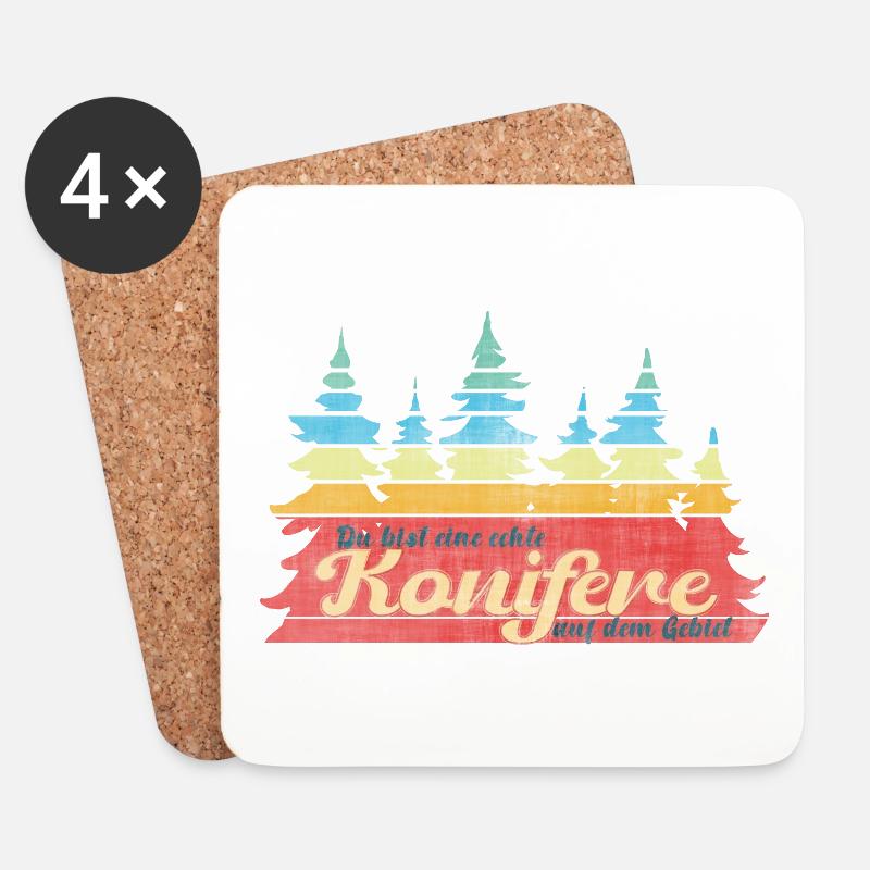 Retro Konifere - Untersetzer (4er-Set) - Weiß