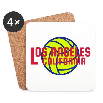 Los Angeles, California, Volleyball im Hintergrund - Untersetzer (4er-Set) - Weiß - Vorne