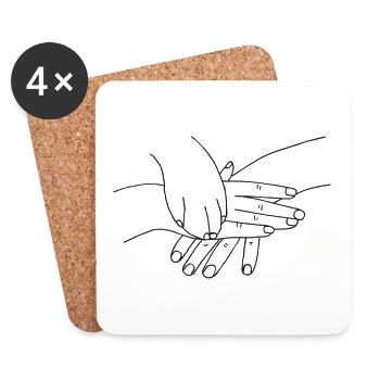 Hand mit Pfote - Untersetzer (4er-Set) - Weiß - Vorne