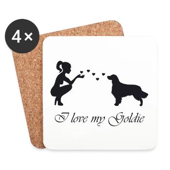 Golden Retriever mit Frau - Untersetzer (4er-Set) - Weiß - Vorne