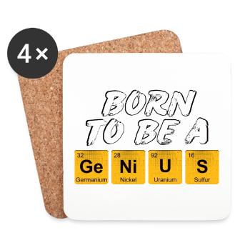 Inscription with the names of the elements "Born To Be A Genius" - Coasters (set of 4) - white - Front