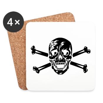 Totenkopf / Skull 1c Halloween Vampir - Untersetzer (4er-Set) - Weiß - Vorne