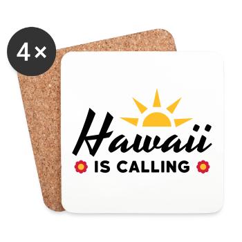 Hawaii is calling (sun, sun rays, flowers) - Coasters (set of 4) - white - Front