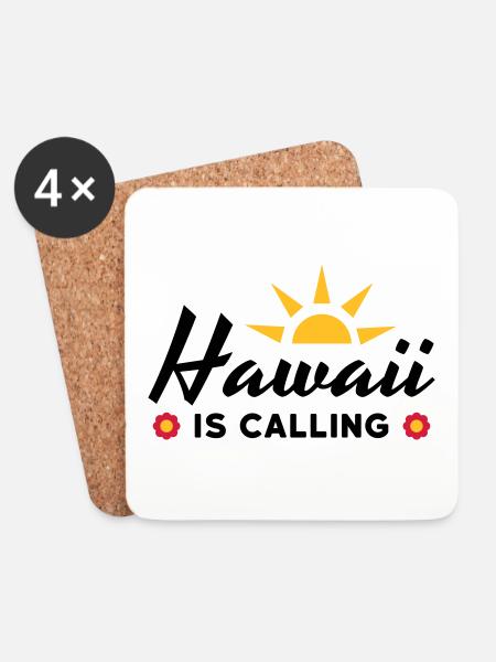 Hawaii is calling (sun, sun rays, flowers) - Coasters (set of 4) - white