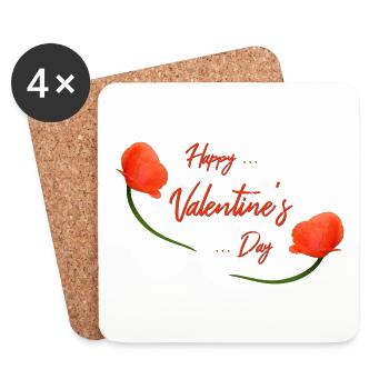 Coquelicot de la Saint-Valentin - Dessous de verre (lot de 4) - blanc - Devant