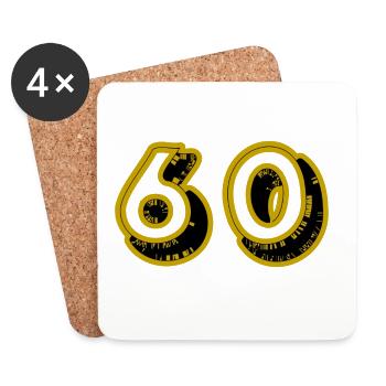 60. 60 ANS. 60e ANNIVERSAIRE. ANNIVERSAIRE 60 ANS. - Dessous de verre (lot de 4) - blanc - Devant