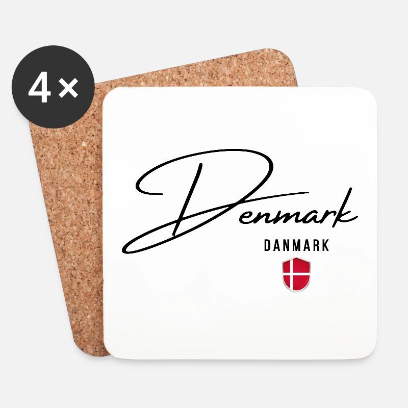 Flagge von Dänemark, dänischer Stolz - Untersetzer (4er-Set) - Weiß