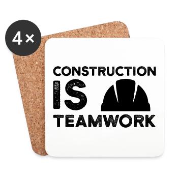 Chantier Est travail d’équipe Ouvrier de la construction Chef de chantier - Dessous de verre (lot de 4) - blanc - Devant