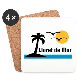 Lloret de Mar (île, palmier, soleil, oiseaux, mer) - Dessous de verre (lot de 4) - blanc - Devant