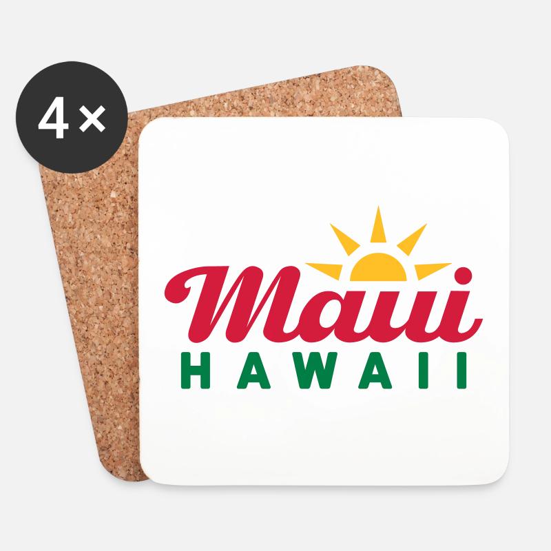 Maui, Hawaii (Sonne, Sonnenstrahlen) - Untersetzer (4er-Set) - Weiß