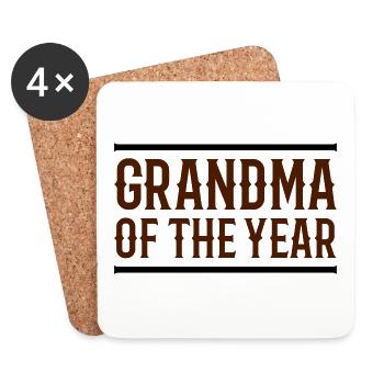 Grandma of the year (lines) - Coasters (set of 4) - white - Front