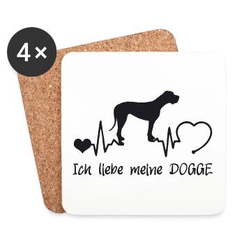 Deutsche Dogge mit Herzschlag - Untersetzer (4er-Set) - Weiß - Vorne