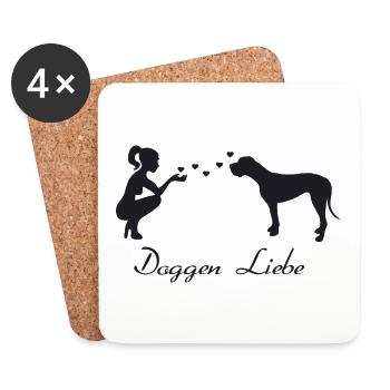 Deutsche Dogge mit Frau - Untersetzer (4er-Set) - Weiß - Vorne
