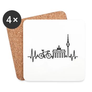 Berlin Road Bike Heartbeat Skyline - Coasters (set of 4) - white - Front