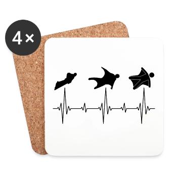 Wingsuit volant Base Jumping Skydiving Heartbeat - Dessous de verre (lot de 4) - blanc - Devant
