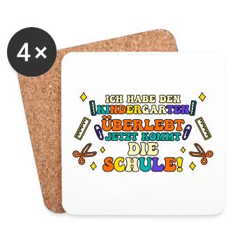 1 Grade School Child Back to School Kindergarten Kita E - Coasters (set of 4) - white - Front