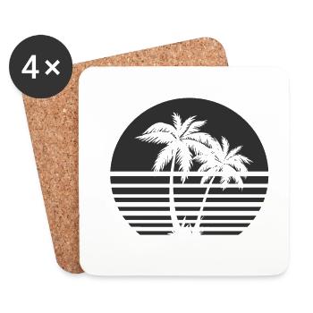 Palms Palm Leisure Summer Sun Noir Blanc - Dessous de verre (lot de 4) - blanc - Devant