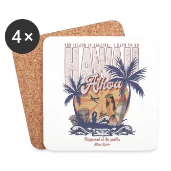 Hawaii Aloha Retro Holiday Island Gift USA - Coasters (set of 4) - white - Front