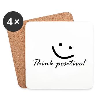 Penses positifs ! Pense positivement! - Dessous de verre (lot de 4) - blanc - Devant