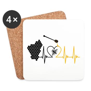 Bee, honey, pulse, honey bee, beekeeper, honeycomb - Coasters (set of 4) - white - Front